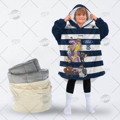 Personalised AFL The Simpsons Jersey Geelong Cats oodie blanket hoodie snuggie hoodies