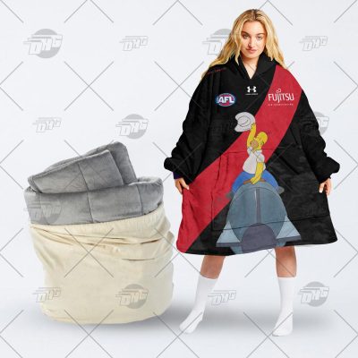 Personalised AFL The Simpsons Jersey Essendon Bombers oodie blanket hoodie snuggie hoodies