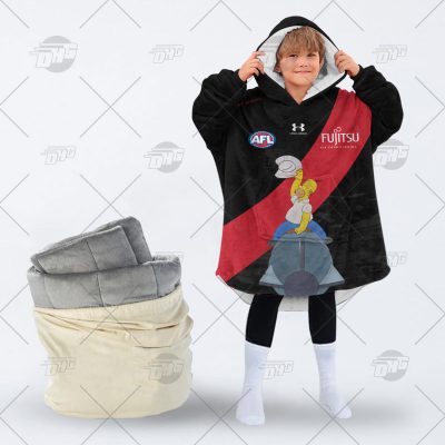 Personalised AFL The Simpsons Jersey Essendon Bombers oodie blanket hoodie snuggie hoodies