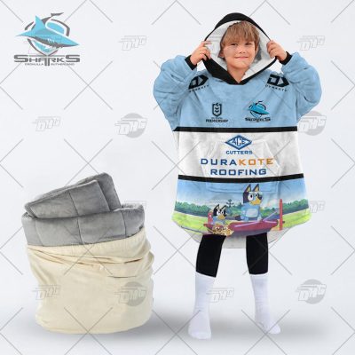 NRL Cronulla-Sutherland Sharks Bluey oodie blanket hoodie snuggie hoodies for all family