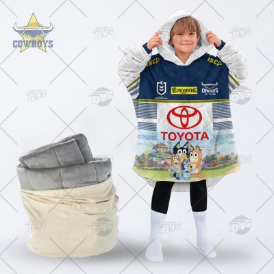 NRL North Queensland Cowboys Bluey oodie blanket hoodie snuggie hoodies for all family
