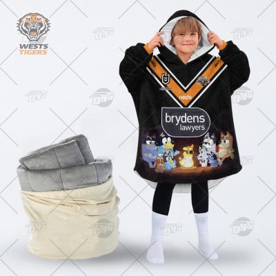 NRL Wests Tigers Bluey oodie blanket hoodie snuggie hoodies for all family