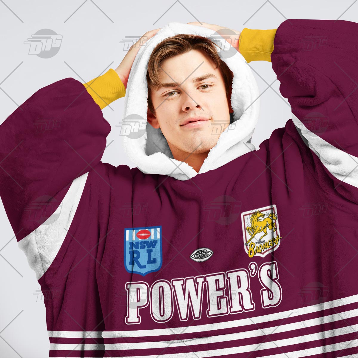Personalised Vintage NRL Brisbane Broncos retro jersey oodie blanket hoodie snuggie hoodies Personalised Vintage NRL Brisbane Broncos retro jersey oodie blanket hoodie snuggie hoodies