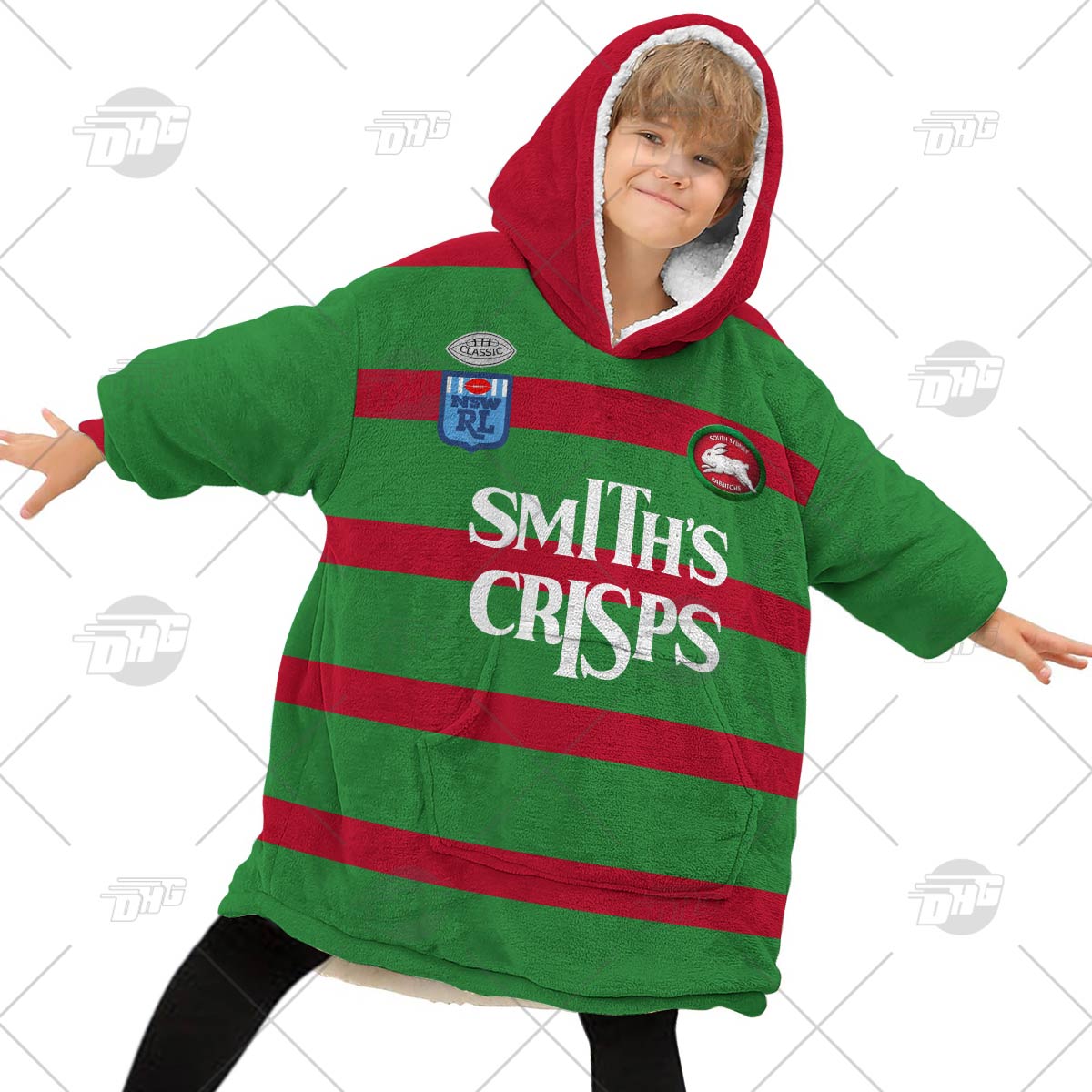 Personalised Vintage NRL South Sydney Rabbitohs retro jersey oodie blanket hoodie snuggie hoodies Personalised Vintage NRL South Sydney Rabbitohs retro jersey oodie blanket hoodie snuggie hoodies
