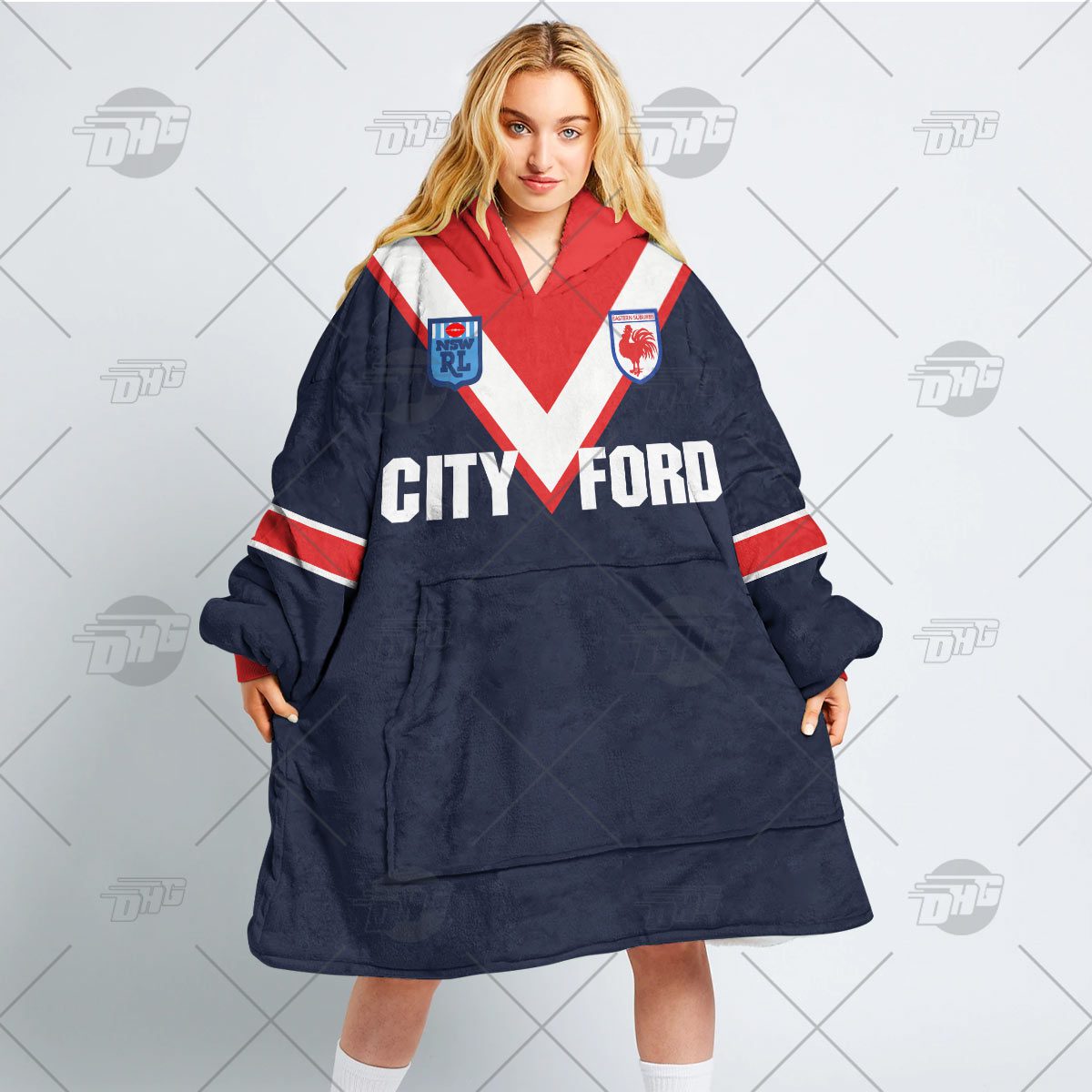 Personalised Vintage NRL Sydney Roosters retro jersey oodie blanket hoodie snuggie hoodies Personalised Vintage NRL Sydney Roosters retro jersey oodie blanket hoodie snuggie hoodies