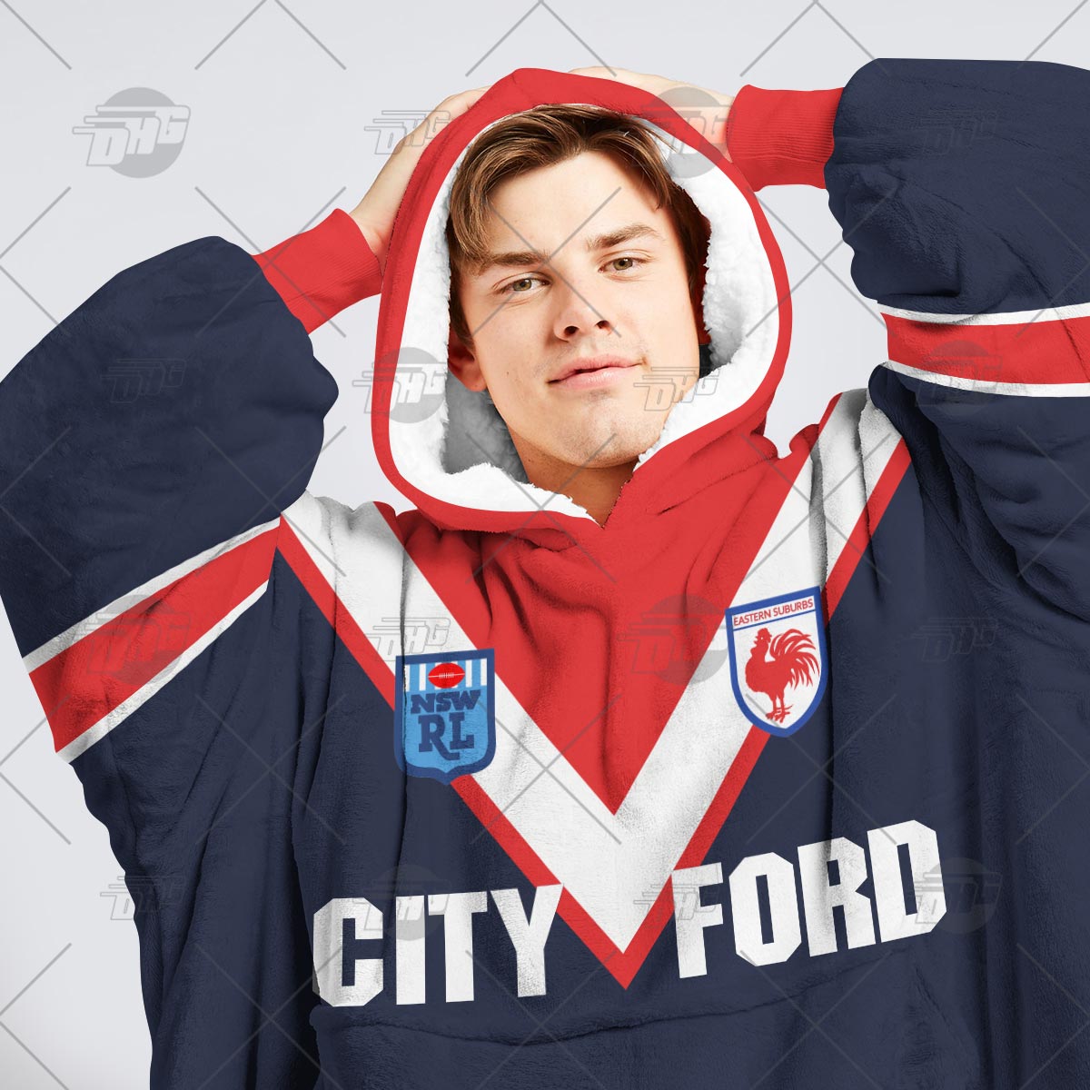 Personalised Vintage NRL Sydney Roosters retro jersey oodie blanket hoodie snuggie hoodies Personalised Vintage NRL Sydney Roosters retro jersey oodie blanket hoodie snuggie hoodies