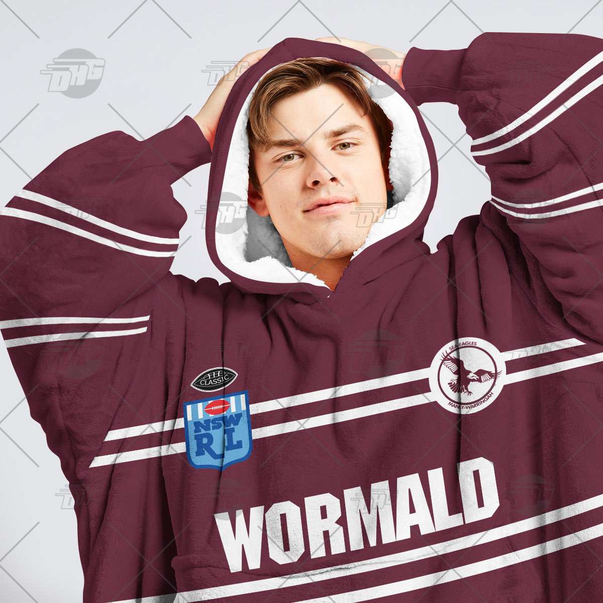 Personalised Vintage NRL Manly Warringah Sea Eagles retro jersey oodie blanket hoodie snuggie hoodies Personalised Vintage NRL Manly Warringah Sea Eagles retro jersey oodie blanket hoodie snuggie hoodies