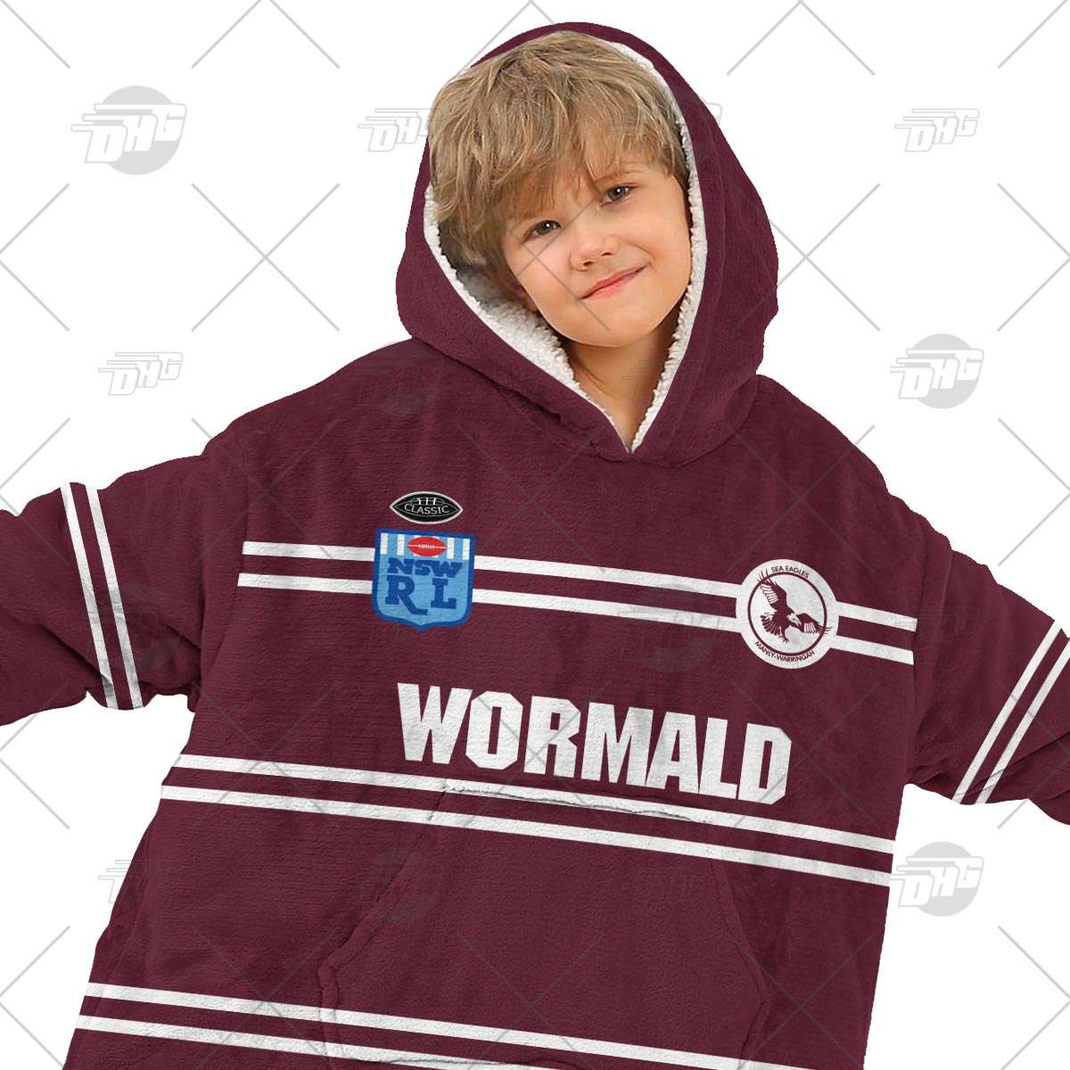 Personalised Vintage NRL Manly Warringah Sea Eagles retro jersey oodie blanket hoodie snuggie hoodies Personalised Vintage NRL Manly Warringah Sea Eagles retro jersey oodie blanket hoodie snuggie hoodies