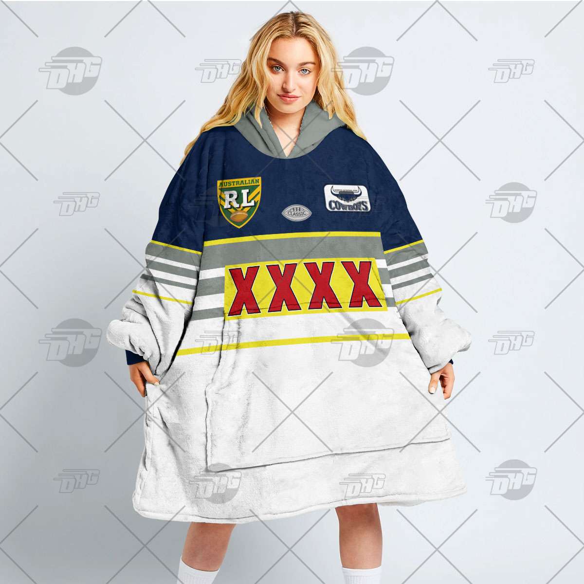 Personalised Vintage NRL North Queensland Cowboys retro jersey oodie blanket hoodie snuggie hoodies Personalised Vintage NRL North Queensland Cowboys retro jersey oodie blanket hoodie snuggie hoodies