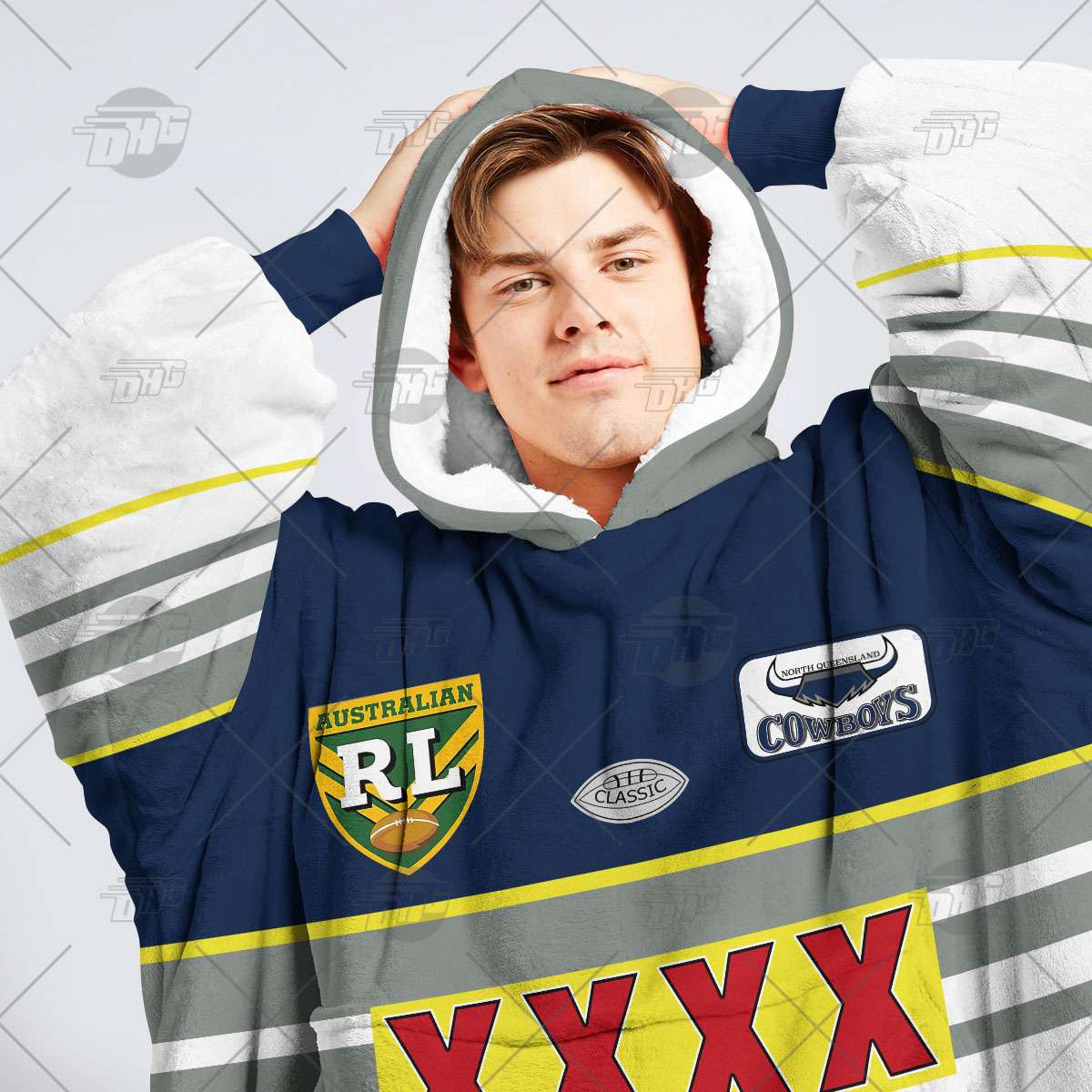 Personalised Vintage NRL North Queensland Cowboys retro jersey oodie blanket hoodie snuggie hoodies Personalised Vintage NRL North Queensland Cowboys retro jersey oodie blanket hoodie snuggie hoodies