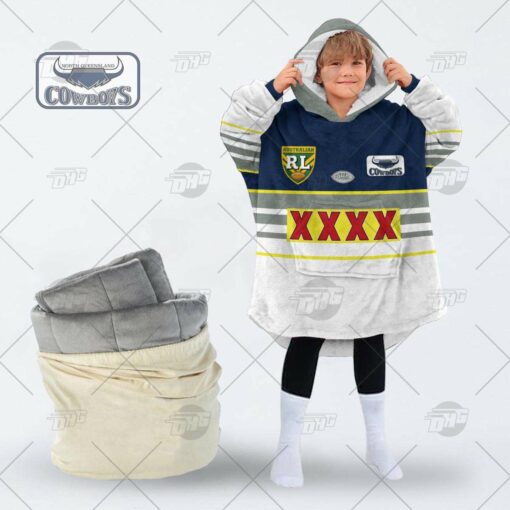 Personalised Vintage NRL North Queensland Cowboys retro jersey oodie blanket hoodie snuggie hoodies Personalised Vintage NRL North Queensland Cowboys retro jersey oodie blanket hoodie snuggie hoodies