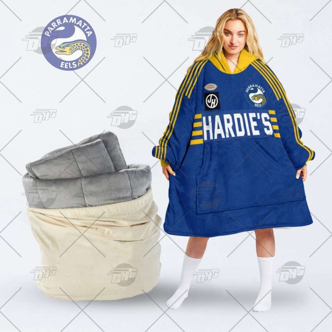 Personalised Vintage NRL Parramatta Eels retro jersey oodie blanket hoodie snuggie hoodies