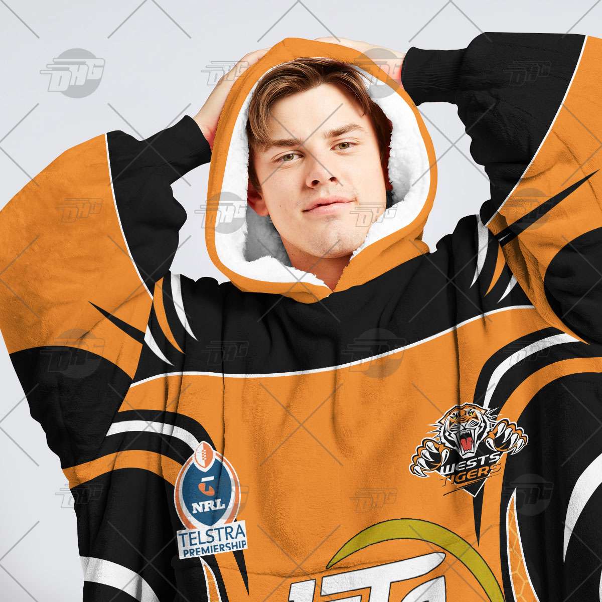 Personalised Vintage NRL Wests Tigers retro jersey oodie blanket hoodie snuggie hoodies Personalised Vintage NRL Wests Tigers retro jersey oodie blanket hoodie snuggie hoodies