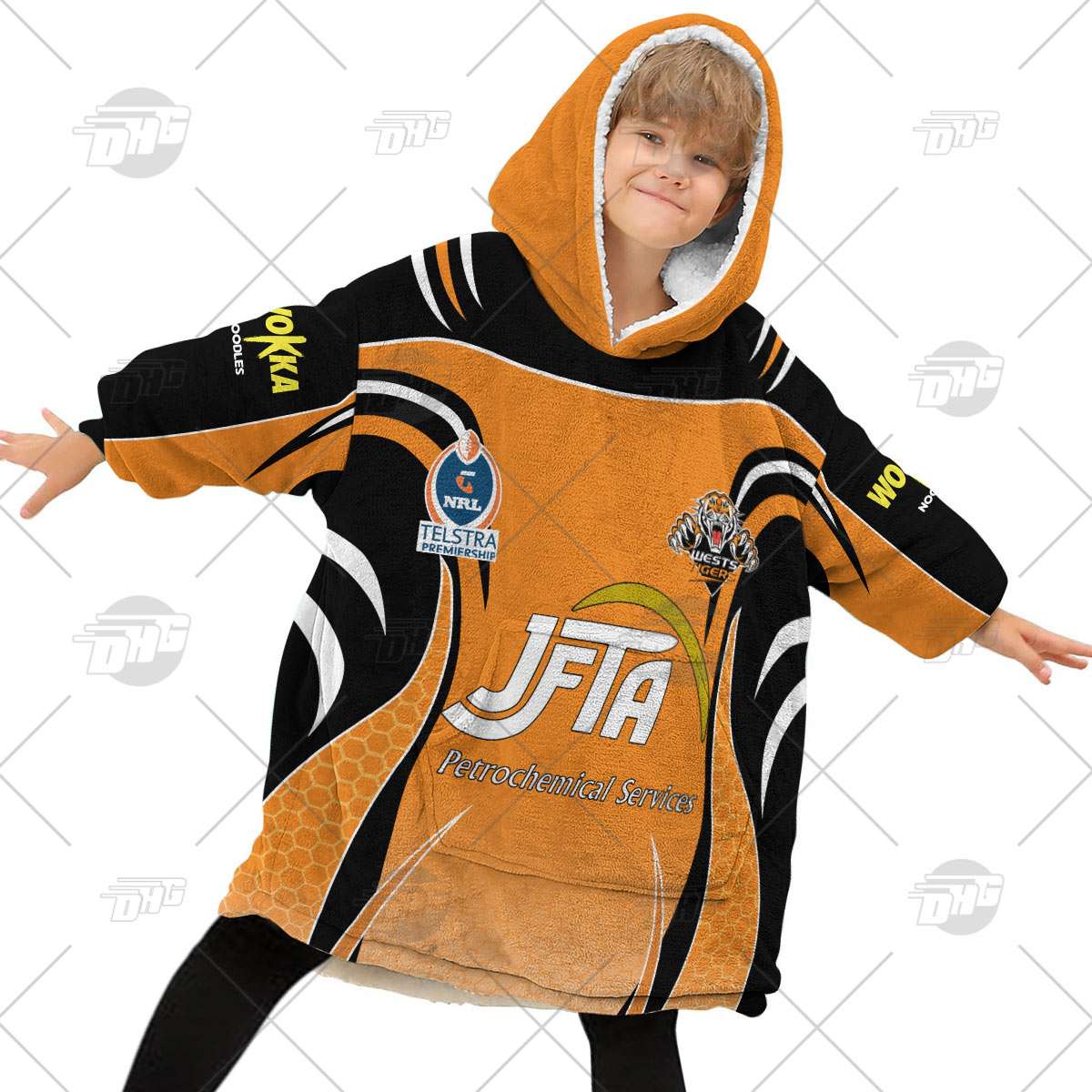 Personalised Vintage NRL Wests Tigers retro jersey oodie blanket hoodie snuggie hoodies Personalised Vintage NRL Wests Tigers retro jersey oodie blanket hoodie snuggie hoodies
