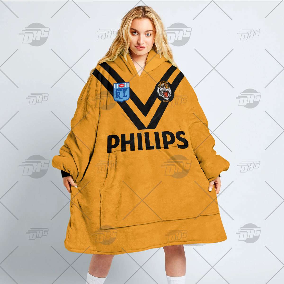 Personalised Vintage NRL Wests Tigers retro jersey oodie blanket hoodie snuggie hoodies Personalised Vintage NRL Wests Tigers retro jersey oodie blanket hoodie snuggie hoodies