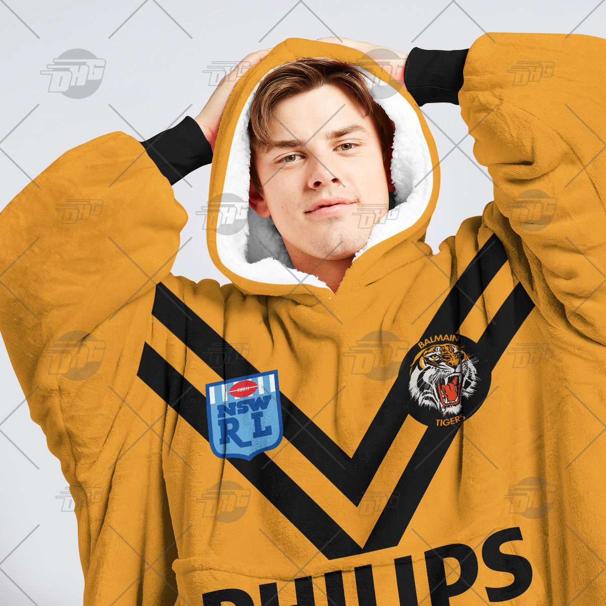Personalised Vintage NRL Wests Tigers retro jersey oodie blanket hoodie snuggie hoodies Personalised Vintage NRL Wests Tigers retro jersey oodie blanket hoodie snuggie hoodies