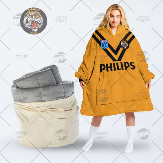 Personalised Vintage NRL Wests Tigers retro jersey oodie blanket hoodie snuggie hoodies