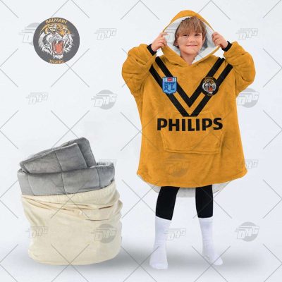 Personalised Vintage NRL Wests Tigers retro jersey oodie blanket hoodie snuggie hoodies