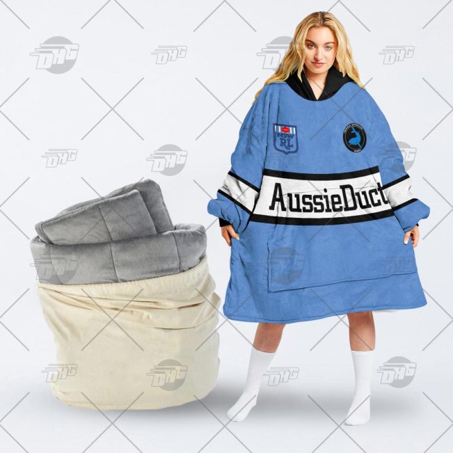 Personalised Vintage NRL Cronulla-Sutherland Sharks retro jersey oodie blanket hoodie snuggie hoodies