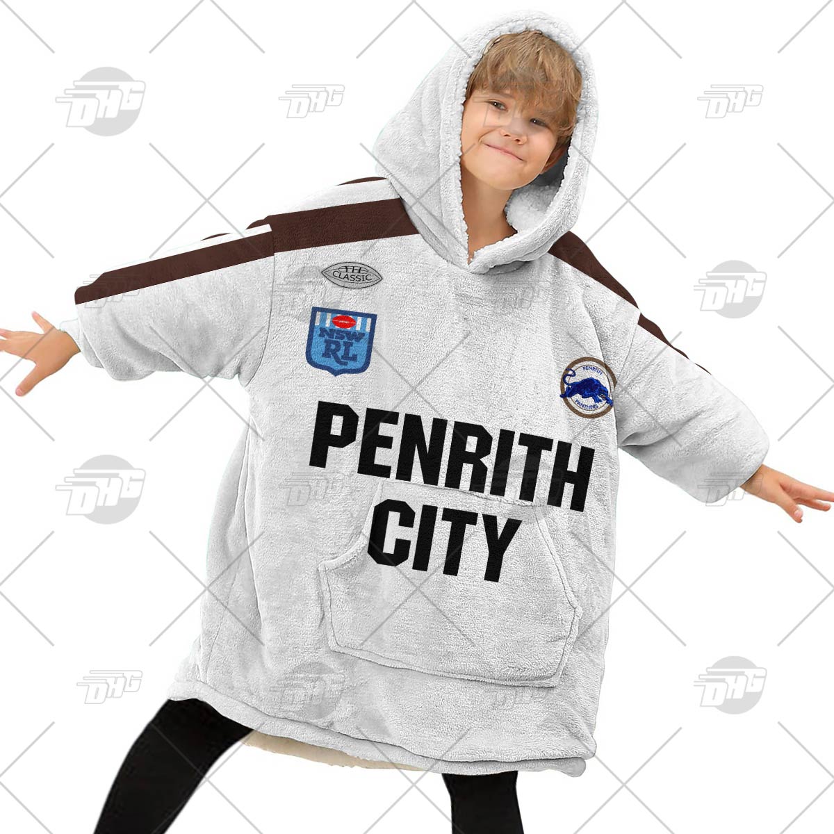 Personalised Vintage NRL Penrith Panthers retro jersey oodie blanket hoodie snuggie hoodies