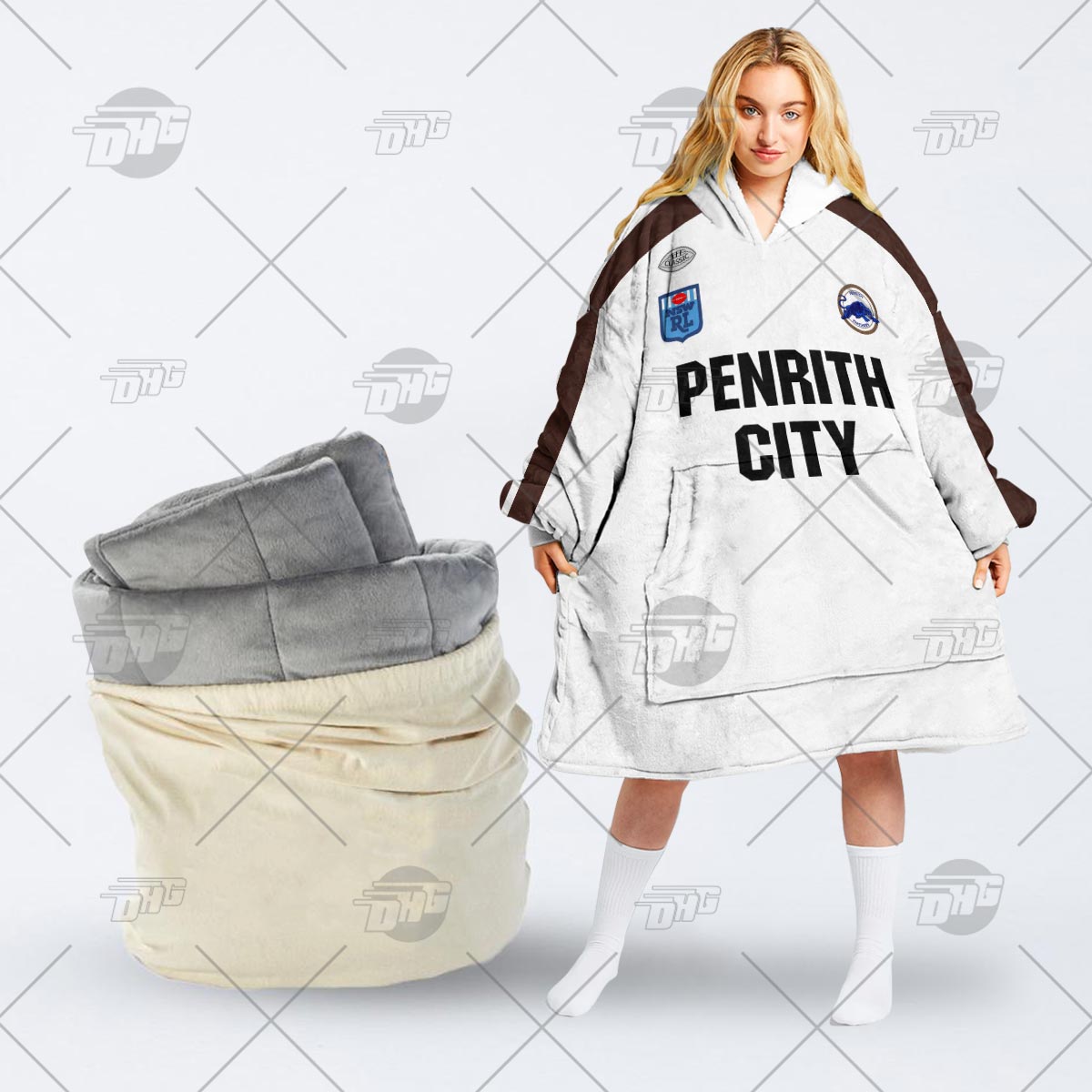 Personalised Vintage NRL Penrith Panthers retro jersey oodie blanket hoodie snuggie hoodies