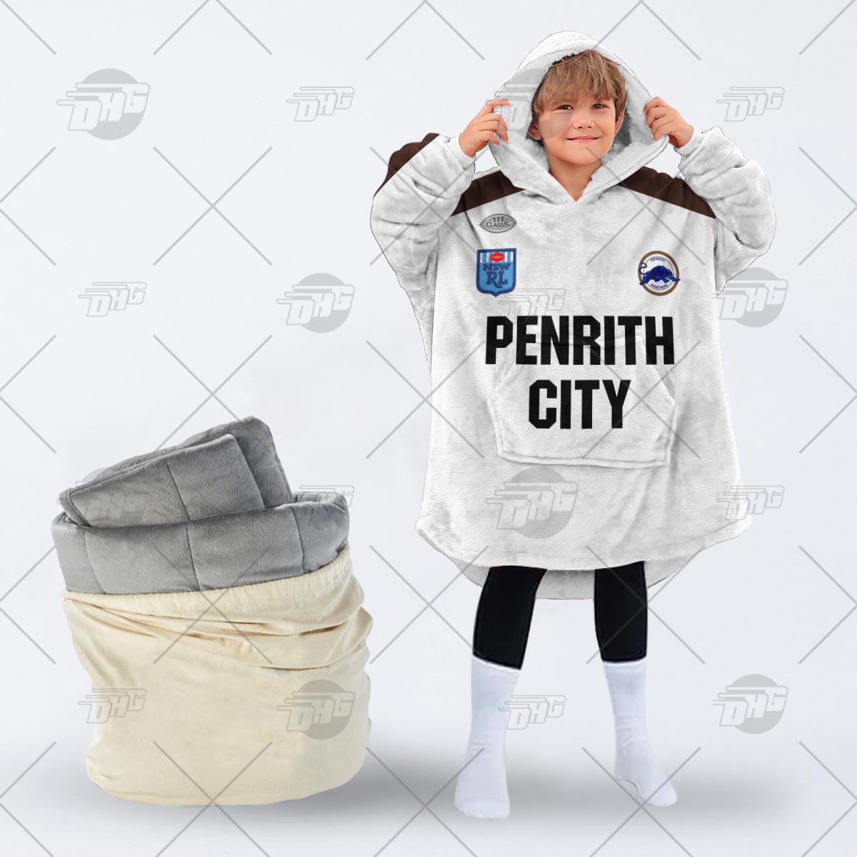 Personalised Vintage NRL Penrith Panthers retro jersey oodie blanket hoodie snuggie hoodies
