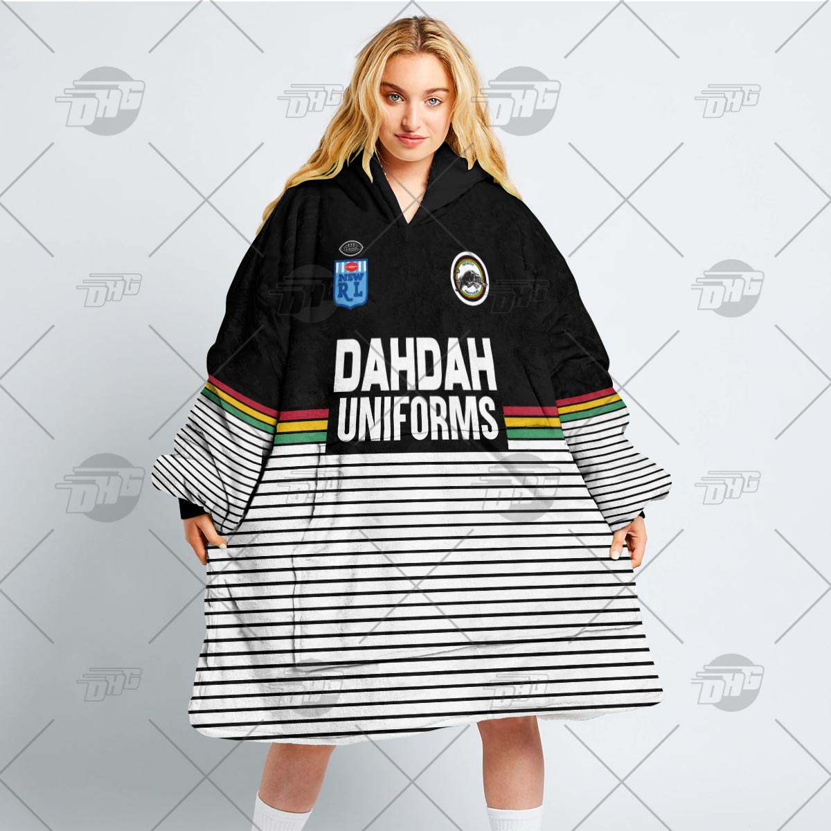 Personalised Vintage NRL Penrith Panthers retro jersey oodie blanket hoodie snuggie hoodies