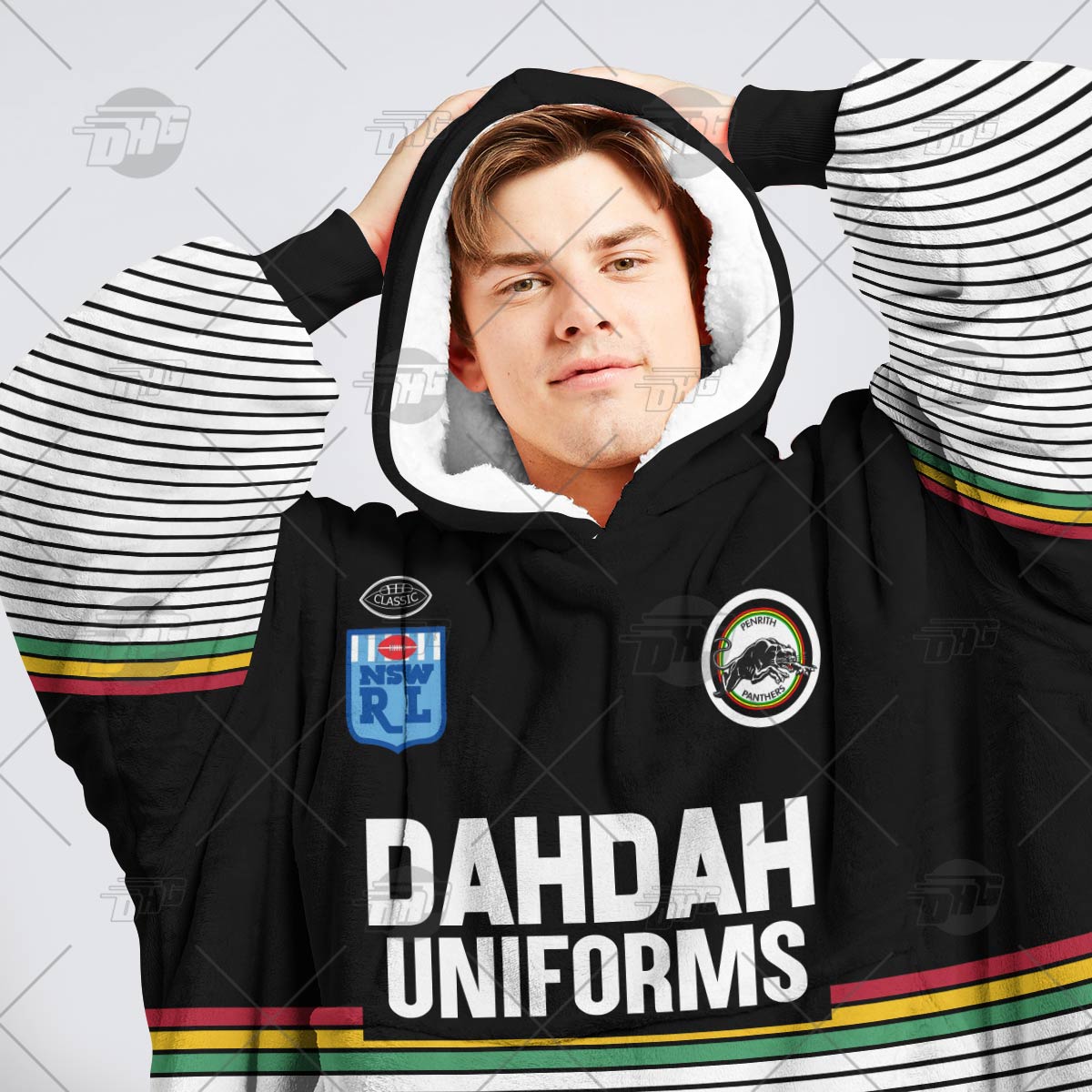 Personalised Vintage NRL Penrith Panthers retro jersey oodie blanket hoodie snuggie hoodies