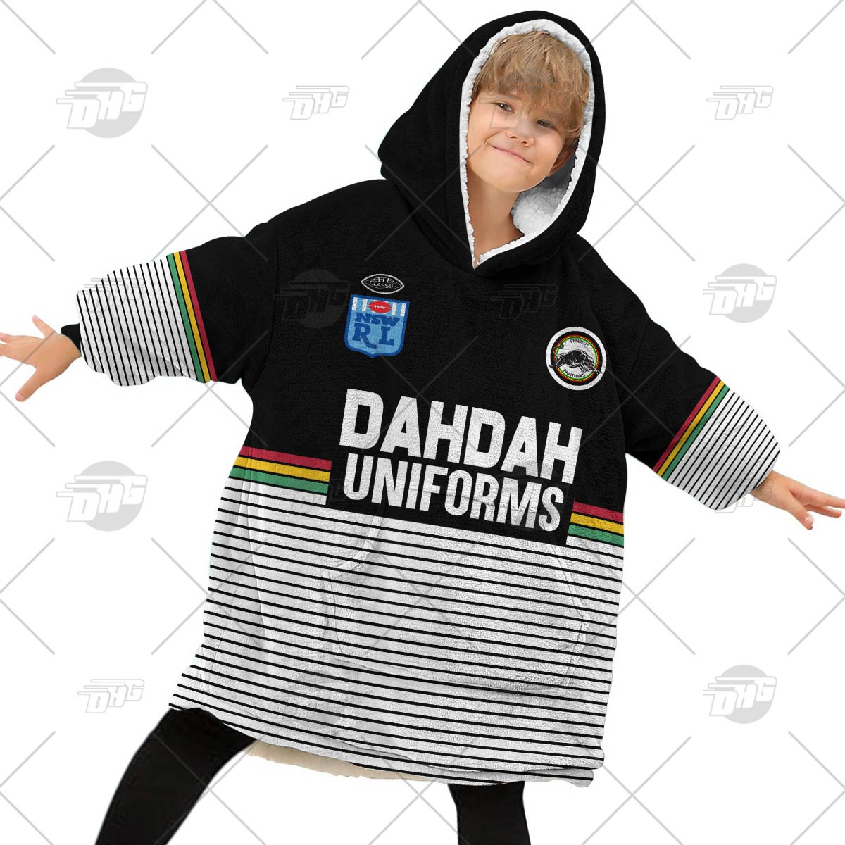 Personalised Vintage NRL Penrith Panthers retro jersey oodie blanket hoodie snuggie hoodies