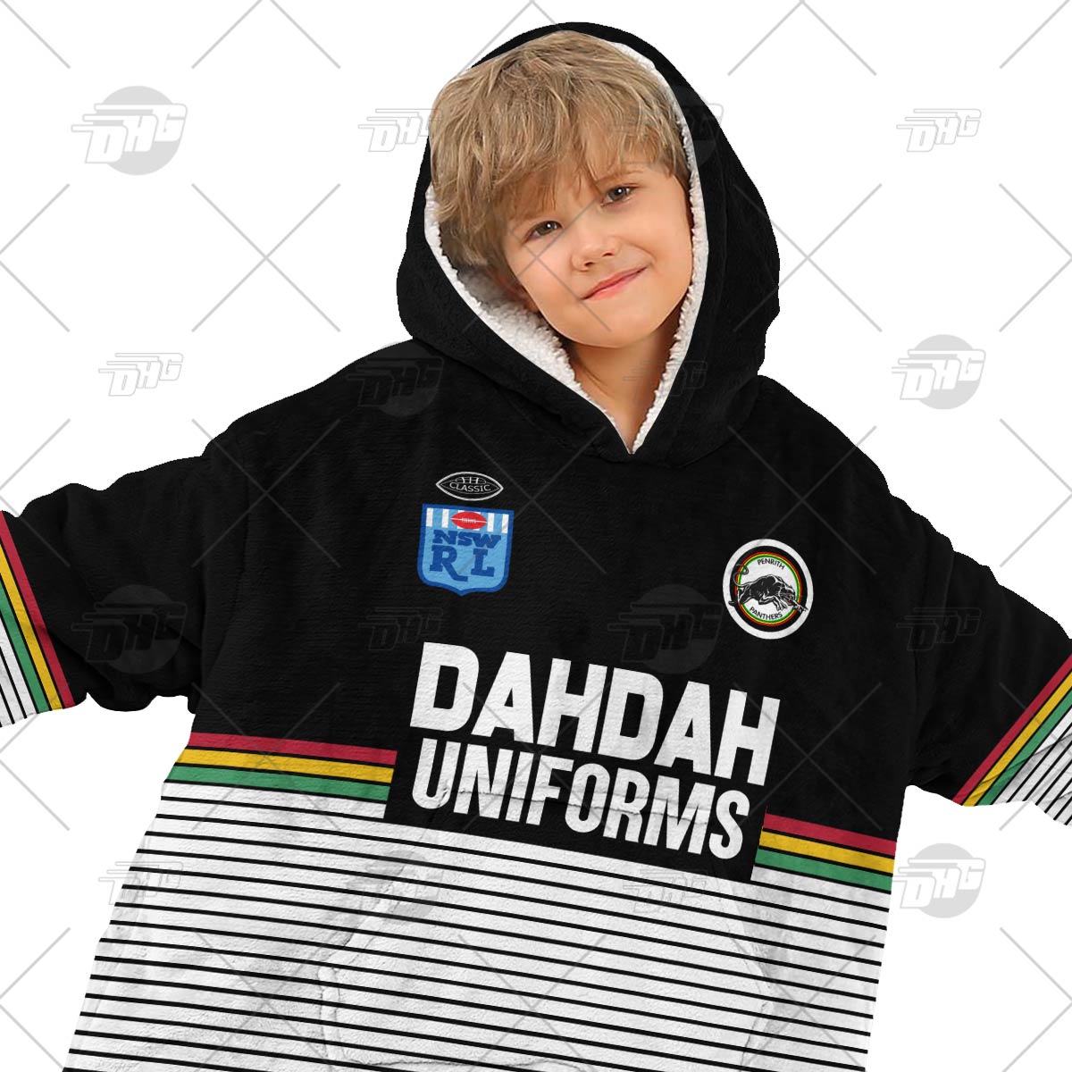 Personalised Vintage NRL Penrith Panthers retro jersey oodie blanket hoodie snuggie hoodies