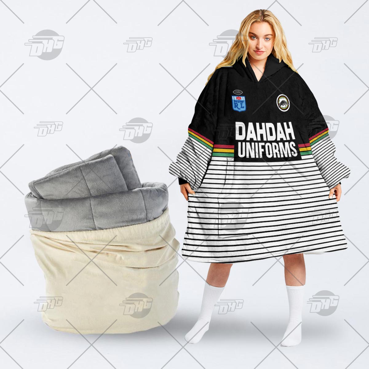 Personalised Vintage NRL Penrith Panthers retro jersey oodie blanket hoodie snuggie hoodies