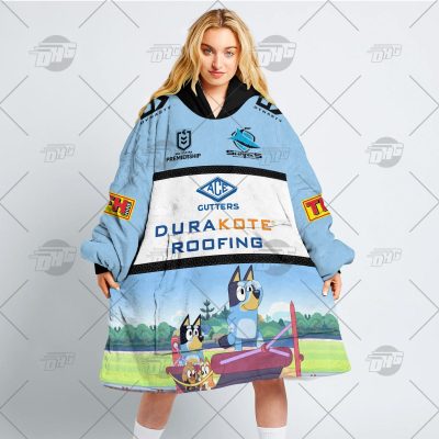 NRL Cronulla-Sutherland Sharks Bluey oodie blanket hoodie snuggie hoodies