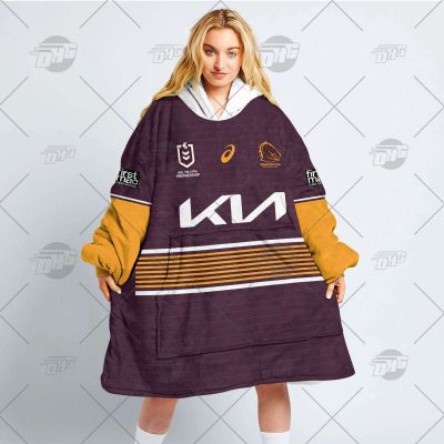 Personalized NRL Brisbane Broncos oodie blanket hoodie snuggie hoodies