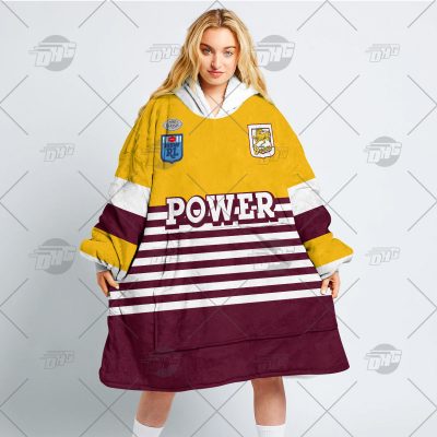 Personalised Vintage NRL Brisbane Broncos retro jersey oodie blanket hoodie snuggie hoodies