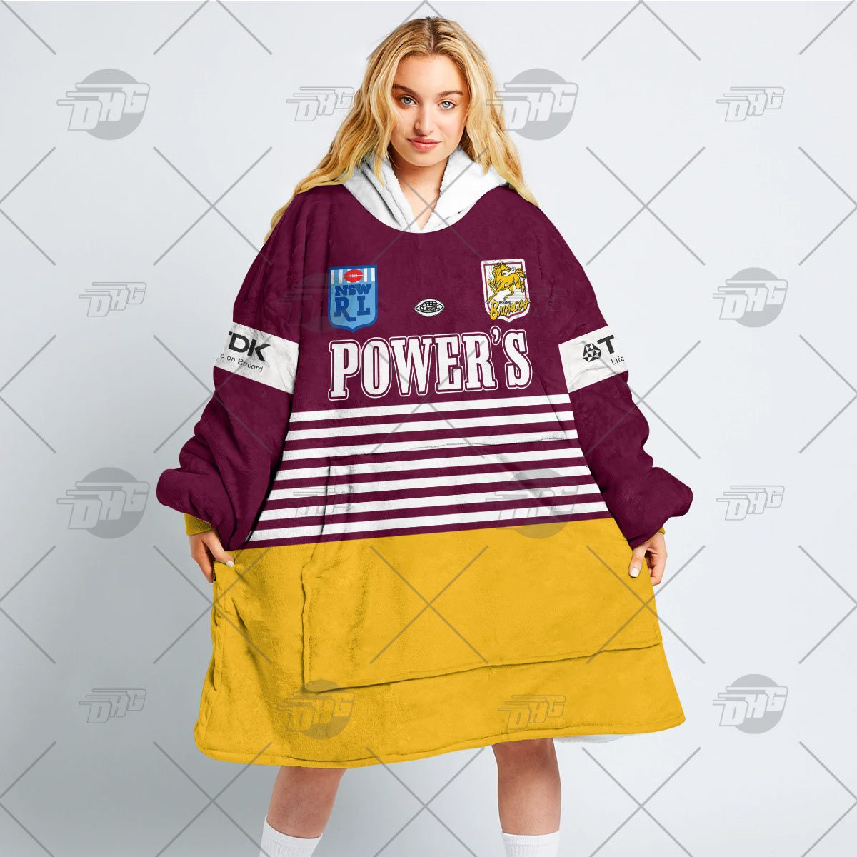 Personalised Vintage NRL Brisbane Broncos retro jersey oodie blanket hoodie snuggie hoodies Personalised Vintage NRL Brisbane Broncos retro jersey oodie blanket hoodie snuggie hoodies