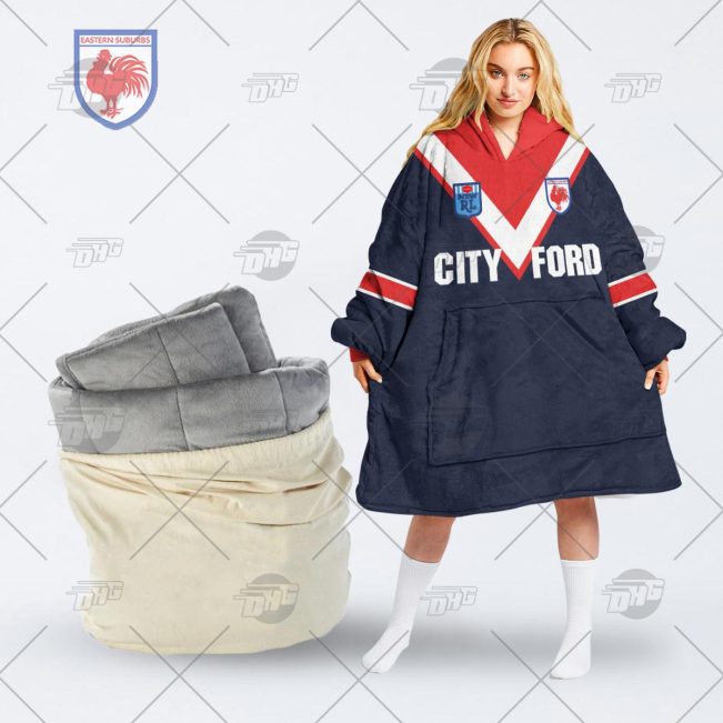 Personalised Vintage NRL Sydney Roosters retro jersey oodie blanket hoodie snuggie hoodies