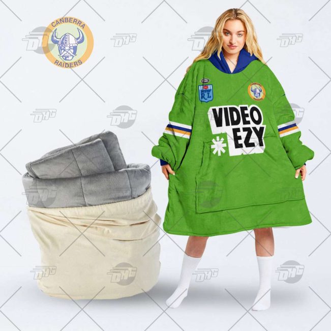 Personalised Vintage NRL Canberra Raiders retro jersey oodie blanket hoodie snuggie hoodies