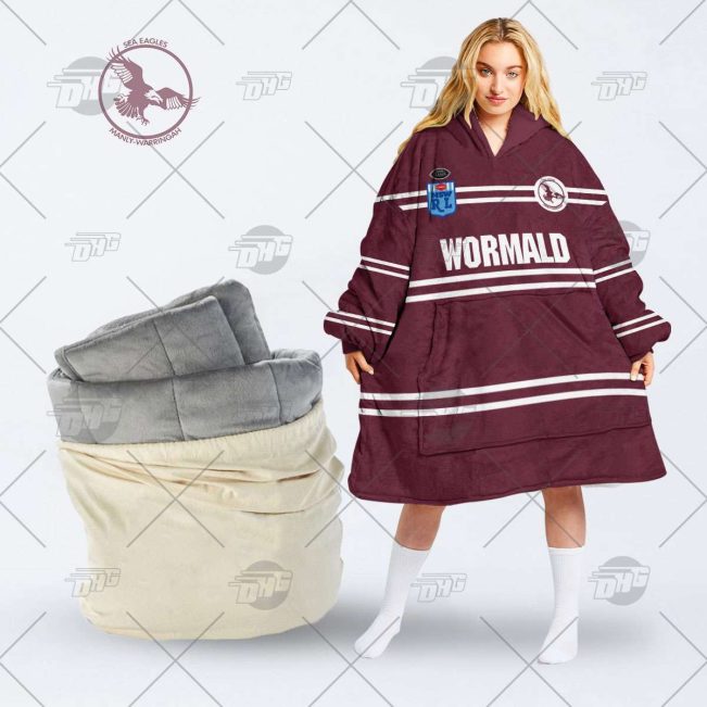Personalised Vintage NRL Manly Warringah Sea Eagles retro jersey oodie blanket hoodie snuggie hoodies