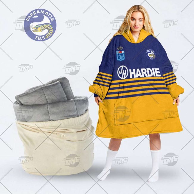 Personalised Vintage NRL Parramatta Eels retro jersey oodie blanket hoodie snuggie hoodies