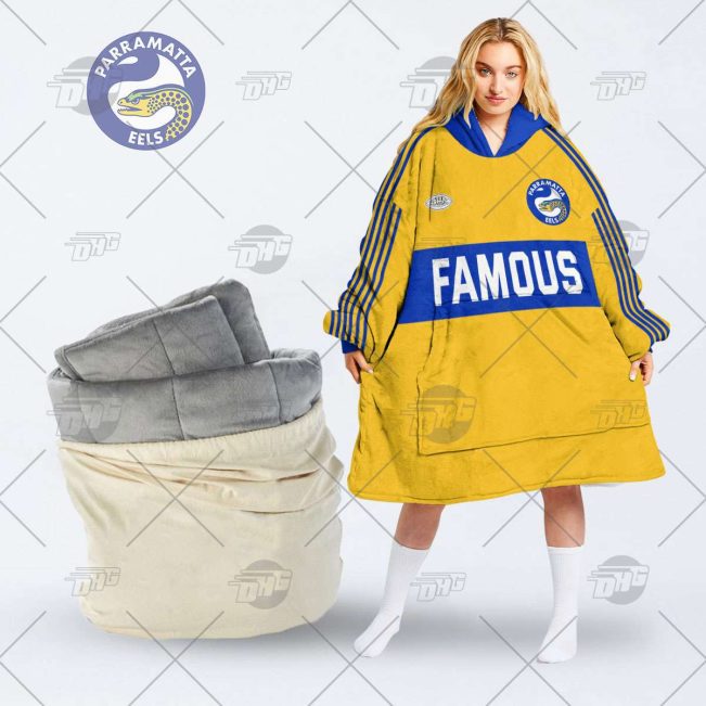 Personalised Vintage NRL Parramatta Eels retro jersey oodie blanket hoodie snuggie hoodies