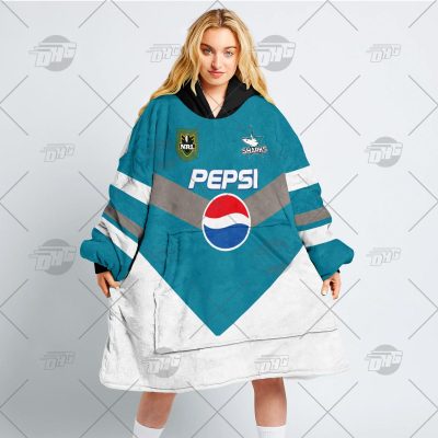 Personalised Vintage NRL Cronulla-Sutherland Sharks retro jersey oodie blanket hoodie snuggie hoodies
