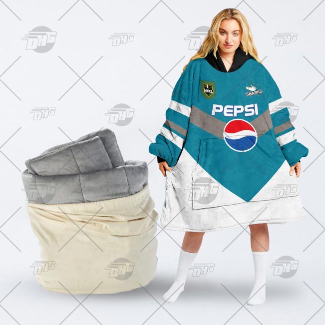 Personalised Vintage NRL Cronulla-Sutherland Sharks retro jersey oodie blanket hoodie snuggie hoodies