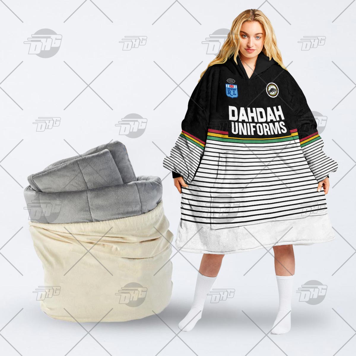 Personalised Vintage NRL Penrith Panthers retro jersey oodie blanket hoodie snuggie hoodies