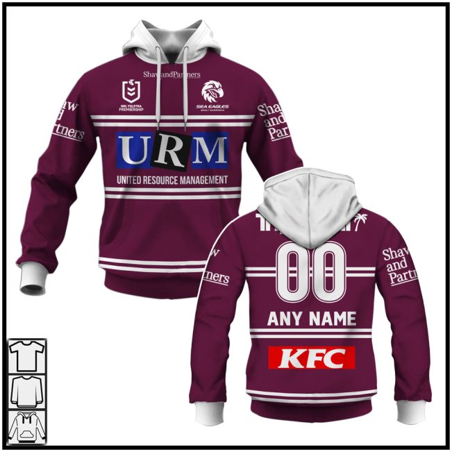 Personalised Manly Warringah Sea Eagles Home Jerseys NRL 2025 Hoodies T-shirts - Soulcals.com