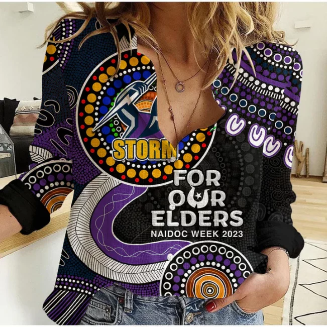Sydney Roosters Mascot NRL Women Casual Shirt Aboriginal Patterns LT6