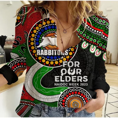 Sydney Roosters Mascot NRL Women Casual Shirt Aboriginal Patterns LT6