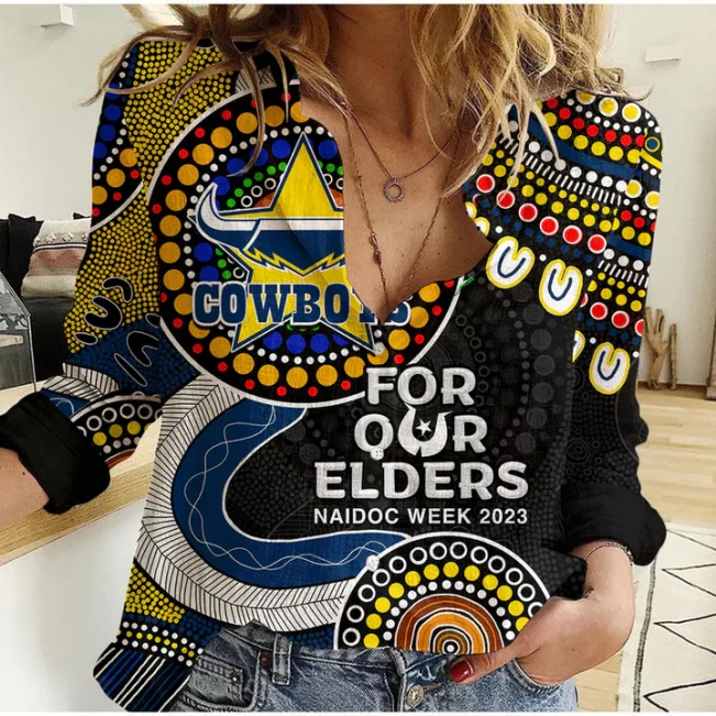 Sydney Roosters Mascot NRL Women Casual Shirt Aboriginal Patterns LT6
