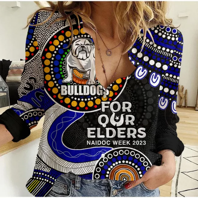 Sydney Roosters Mascot NRL Women Casual Shirt Aboriginal Patterns LT6