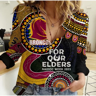 Brisbane Broncos Mascot NRL Casual Shirt NAIDOC 2023 Aboriginal LT6