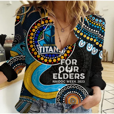 Sydney Roosters Mascot NRL Women Casual Shirt Aboriginal Patterns LT6